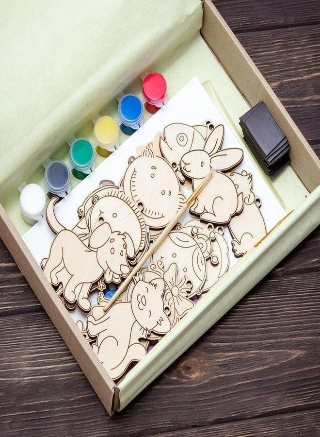 MustHome DIY Wood Paint Set for Kids | Animals Wooden Cutouts | MDF Craft Kit | Birthday Gift | DIY Paint Kit - Image 1